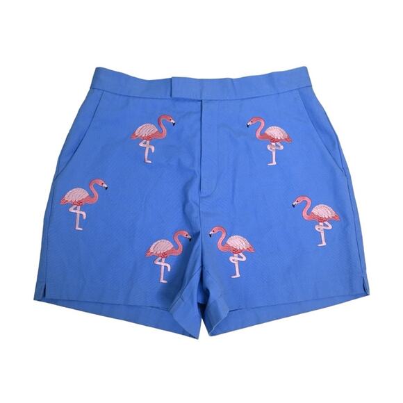 C J Laing NY Southampton Womens 6 Embroidered Flamingo Chino Shorts - Picture 1 of 9